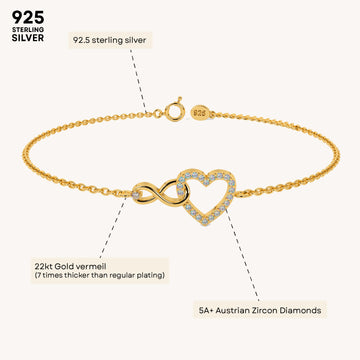 Pure Heart Infinity Bracelet in 92.5 Sterling Silver
