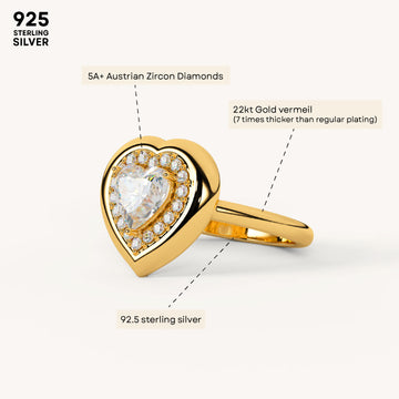 Heart Halo Ring in 92.5 Sterling Silver