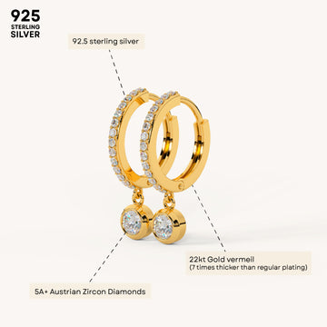 Glow Drop Charm Hoop Earrings in 92.5 Sterling Silver