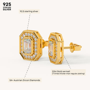 Luxe Radiance Emerald Studs in 92.5 Sterling Silver