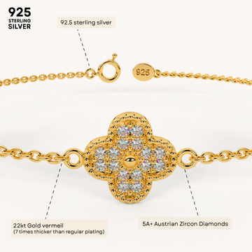 Shiny Clover Bracelet in 92.5 Sterling Silver