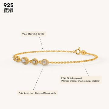 Royal Trinity Diamond Bracelet in 92.5 Sterling Silver