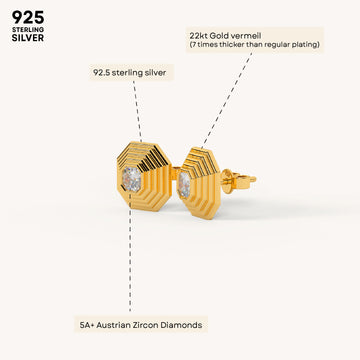 Deco Pop Studs in 92.5 Sterling Silver