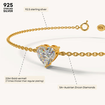 Love Heart Bracelet in 92.5 Sterling Silver