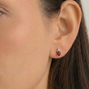 Ruby Petal Accent Stud in 92.5 Sterling Silver