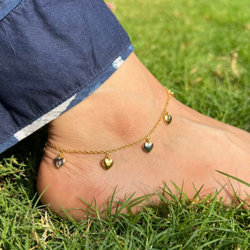 Heart Charm Anklet in 92.5 Sterling Silver
