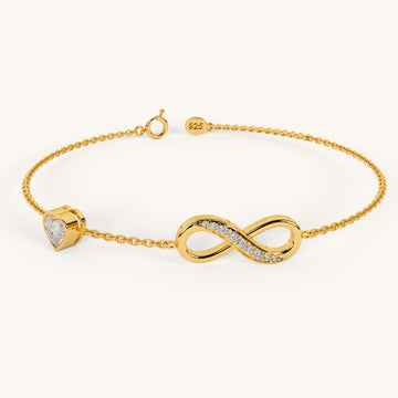 Infinity Heart Charm Bracelet in 92.5 Sterling Silver