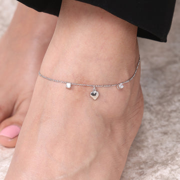 Heart Sterling Silver Anklet