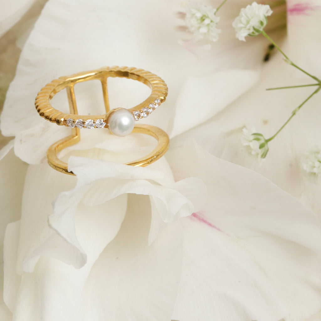 Pearl Zircon Ring