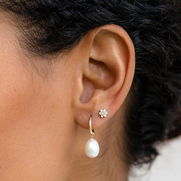 Bold Pearl Huggies Earrings in 92.5 Sterling Silver