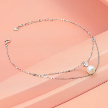 Timeless Pearl Anklet in 92.5 Sterling Silver