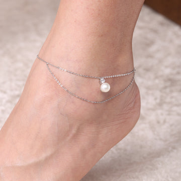 Timeless Pearl Anklet in 92.5 Sterling Silver