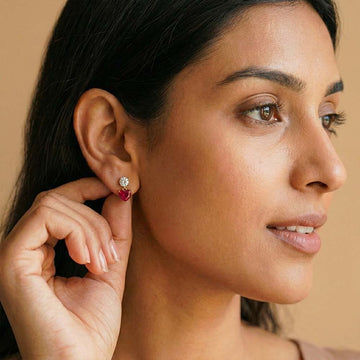 Ruby Glint Drops in 92.5 Sterling Silver