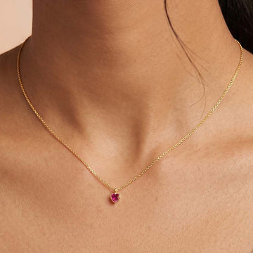 Golden Pink Heart Pendant with 92.5 Sterling Silver Chain