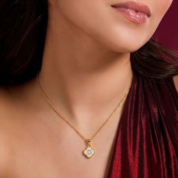 Luck Clover Initial Necklace in 92.5 Sterling Silver