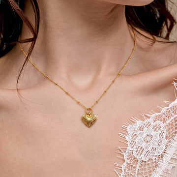 Sunshine Heart Pendant with 92.5 Sterling Silver bead Chain
