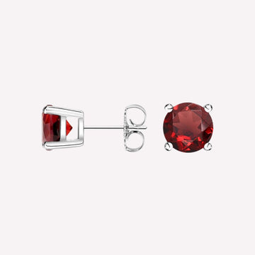 Garnet Stud in 92.5 Sterling Silver