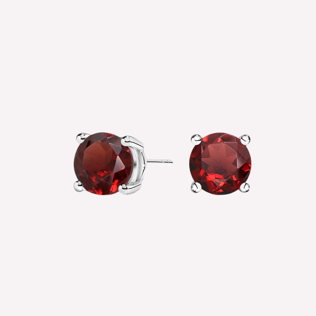 Garnet Stud in 92.5 Sterling Silver