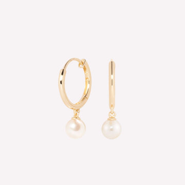 Minimal Pearl Huggies Earring in 92.5 Sterling Silver