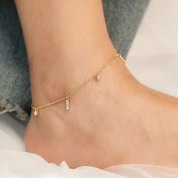 Glimmer Charm Anklet in 92.5 Sterling Silver