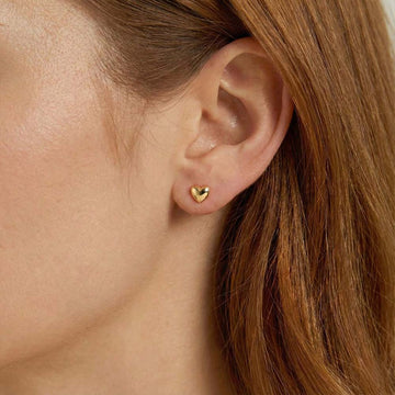 Dainty Golden Heart Studs in 92.5 Sterling Silver