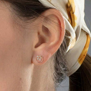 Butterfly Circle Zircon Stud Earrings in 92.5 Sterling Silver