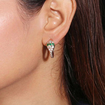 Serpent Huggie Hoop Earrings in 92.5 Sterling Silver