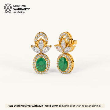 Emerald Grace Stud Earrings in 92.5 Sterling Silver