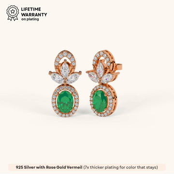 Emerald Grace Stud Earrings in 92.5 Sterling Silver
