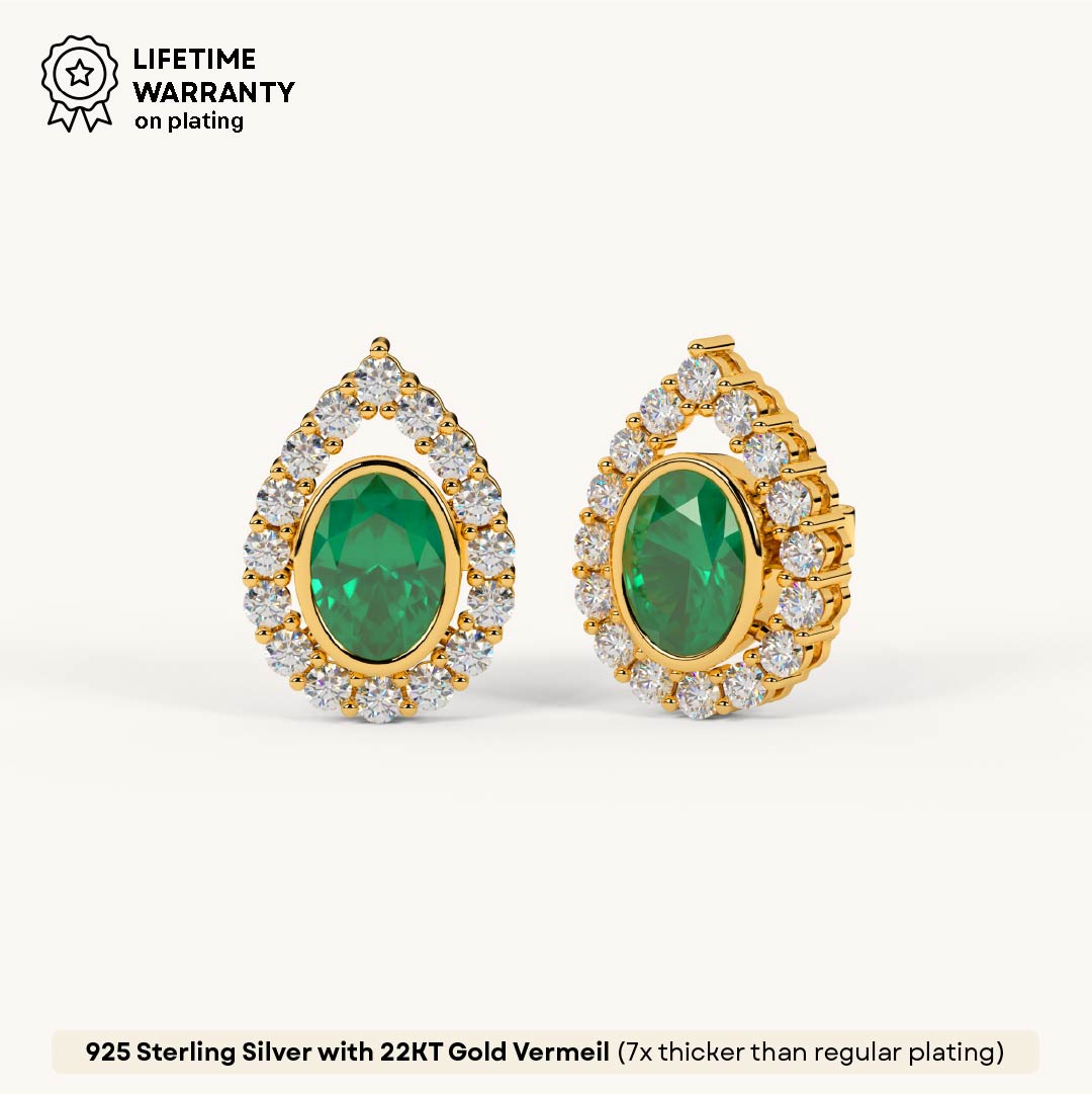 Emerald Pear Glow Earrings in 92.5 Sterling Silver
