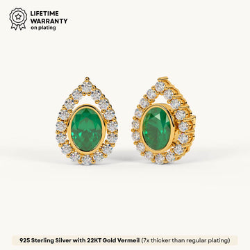 Emerald Pear Glow Earrings in 92.5 Sterling Silver