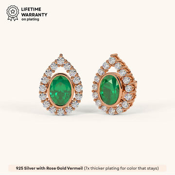 Emerald Pear Glow Earrings in 92.5 Sterling Silver