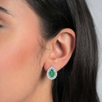 Emerald Cluster Studs in 92.5 Sterling Silver
