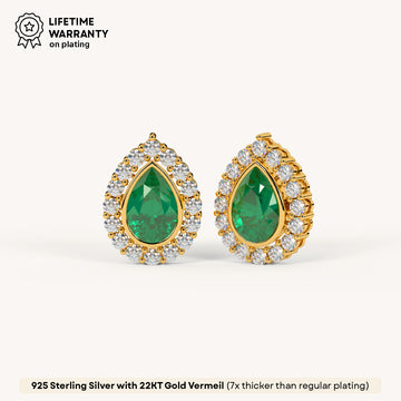 Emerald Cluster Studs in 92.5 Sterling Silver