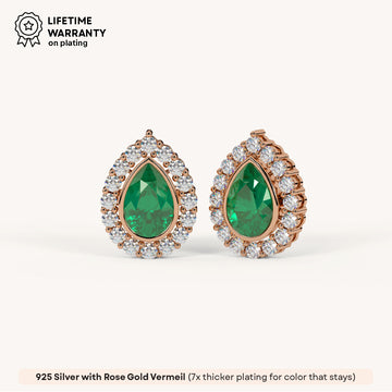 Emerald Cluster Studs in 92.5 Sterling Silver