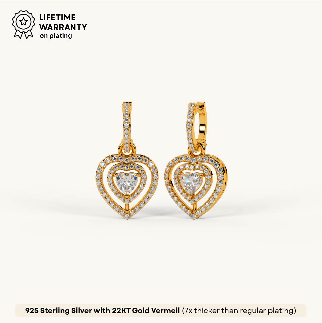 Double Heart Earrings in 92.5 Sterling Silver