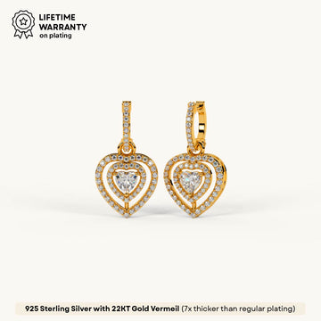 Double Heart Earrings in 92.5 Sterling Silver