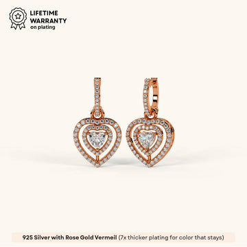 Double Heart Earrings in 92.5 Sterling Silver