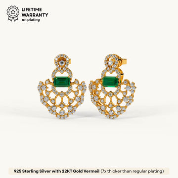 Emerald Basket Weave Studs in 92.5 Sterling Silver