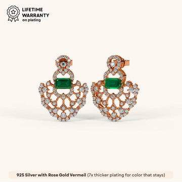 Emerald Basket Weave Studs in 92.5 Sterling Silver