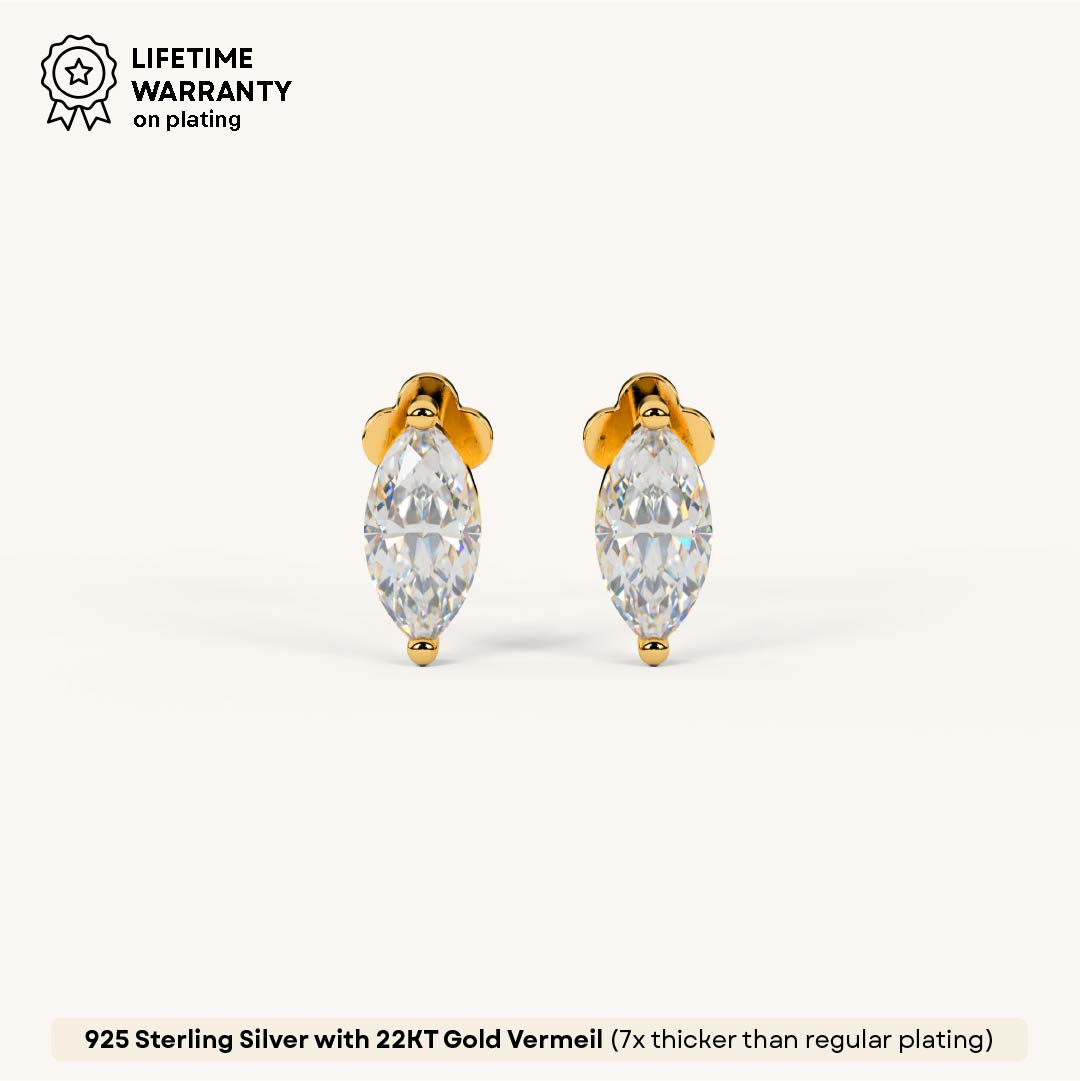 Soulful Marquise Stud Earrings in 92.5 Sterling Silver