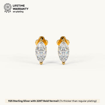 Soulful Marquise Stud Earrings in 92.5 Sterling Silver