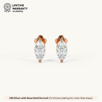 Soulful Marquise Stud Earrings in 92.5 Sterling Silver