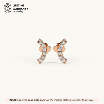 Crescent Stud Earring in 92.5 Sterling Silver