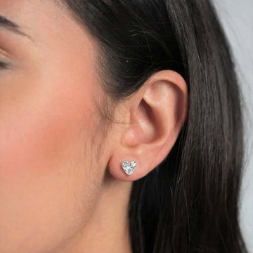 Heart Solitaire Stud Earring in 92.5 Sterling Silver