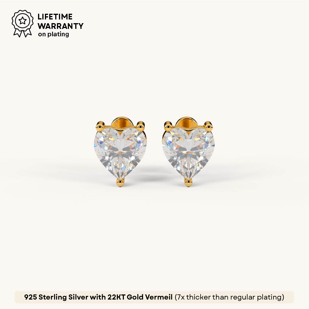 Heart Solitaire Stud Earring in 92.5 Sterling Silver
