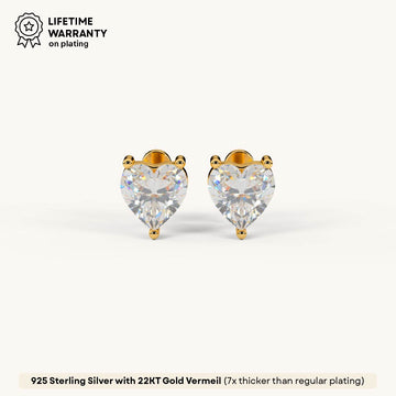 Heart Solitaire Stud Earring in 92.5 Sterling Silver
