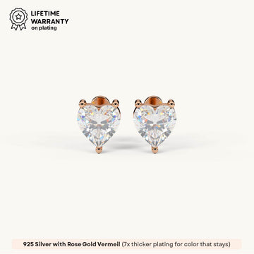 Heart Solitaire Stud Earring in 92.5 Sterling Silver