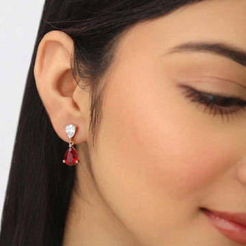 Ruby Pear Drop Dangler in 92.5 Sterling Silver