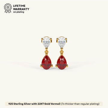 Ruby Pear Drop Dangler in 92.5 Sterling Silver